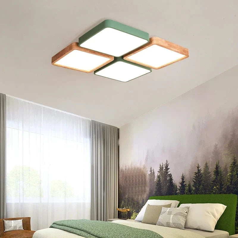 Plafonnier Nordique Encastré Rectangle LED en Bois Macaron | Marco Lucetti