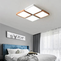 Plafonnier Nordique Encastré Rectangle LED en Bois Macaron | Marco Lucetti