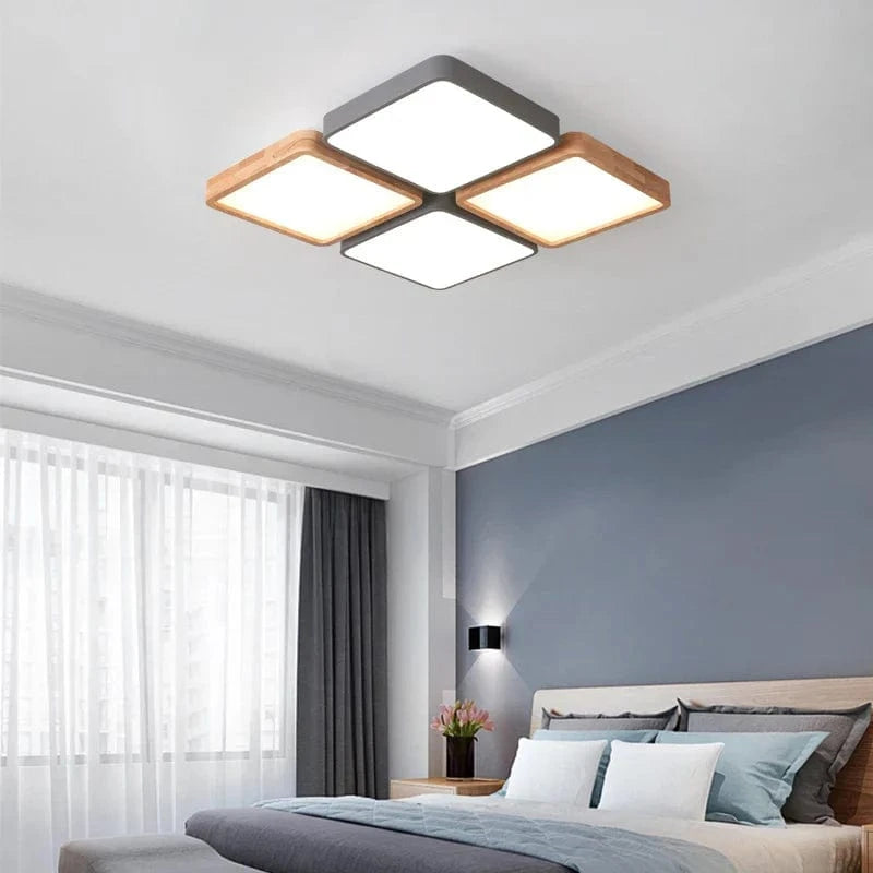 Plafonnier Nordique Encastré Rectangle LED en Bois Macaron | Marco Lucetti