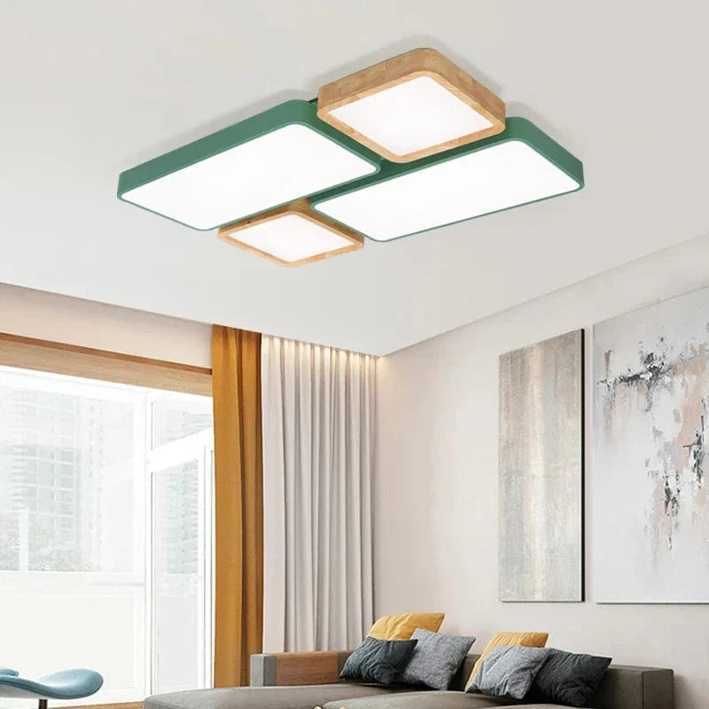 Plafonnier Nordique Encastré Rectangle LED en Bois Macaron | Marco Lucetti