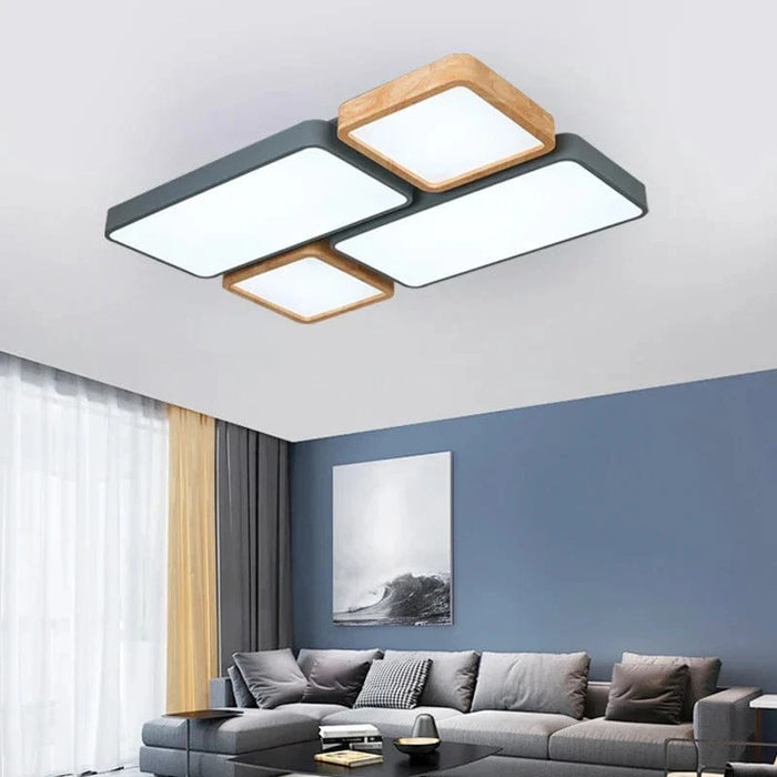 Plafonnier Nordique Encastré Rectangle LED en Bois Macaron | Marco Lucetti