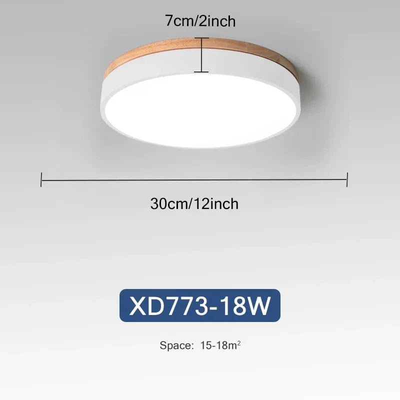 Plafonnier Nordique LED en Bois à 7 Couleurs pour Salon - 3 Lumières Ajustables - Idéal pour Chambre et Couloir | Marco Lucetti Blanc 18W / 3 couleurs réglables