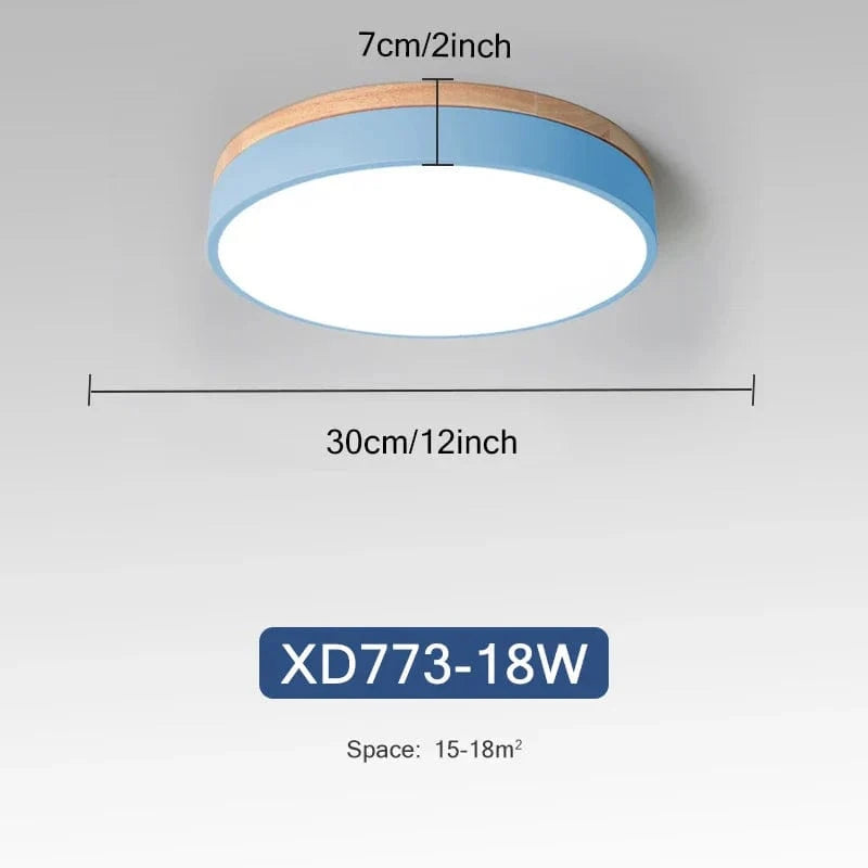 Plafonnier Nordique LED en Bois à 7 Couleurs pour Salon - 3 Lumières Ajustables - Idéal pour Chambre et Couloir | Marco Lucetti Bleu 18W / 3 couleurs réglables