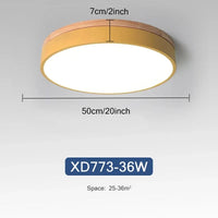 Plafonnier Nordique LED en Bois à 7 Couleurs pour Salon - 3 Lumières Ajustables - Idéal pour Chambre et Couloir | Marco Lucetti Jaune 36W / 3 couleurs réglables