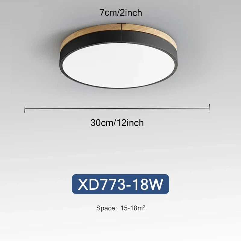 Plafonnier Nordique LED en Bois à 7 Couleurs pour Salon - 3 Lumières Ajustables - Idéal pour Chambre et Couloir | Marco Lucetti Noir 18W / 3 couleurs réglables