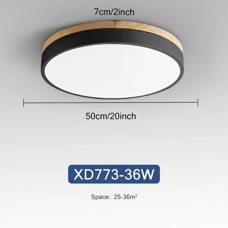 Plafonnier Nordique LED en Bois à 7 Couleurs pour Salon - 3 Lumières Ajustables - Idéal pour Chambre et Couloir | Marco Lucetti Noir 36W / 3 couleurs réglables