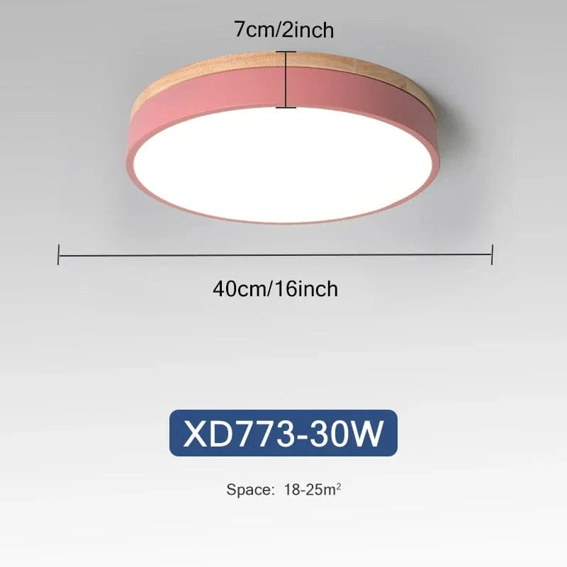 Plafonnier Nordique LED en Bois à 7 Couleurs pour Salon - 3 Lumières Ajustables - Idéal pour Chambre et Couloir | Marco Lucetti Rose 30W / 3 couleurs réglables