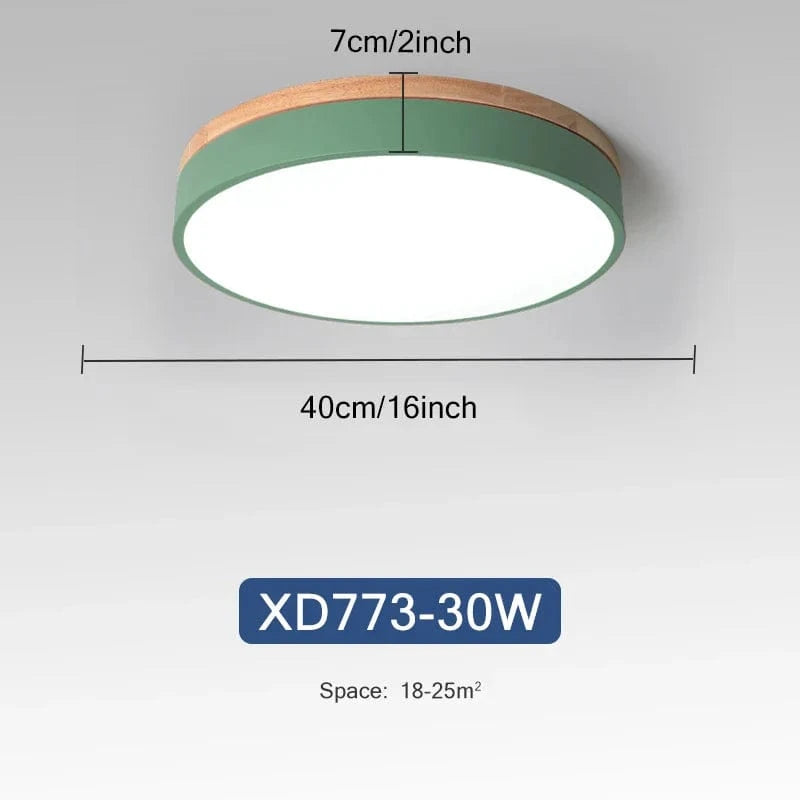 Plafonnier Nordique LED en Bois à 7 Couleurs pour Salon - 3 Lumières Ajustables - Idéal pour Chambre et Couloir | Marco Lucetti Vert 30W / 3 couleurs réglables