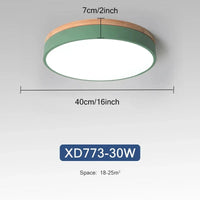 Plafonnier Nordique LED en Bois à 7 Couleurs pour Salon - 3 Lumières Ajustables - Idéal pour Chambre et Couloir | Marco Lucetti Vert 30W / 3 couleurs réglables