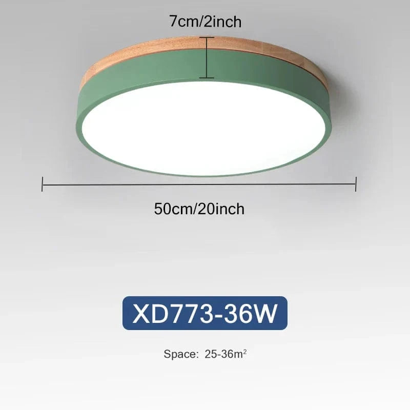 Plafonnier Nordique LED en Bois à 7 Couleurs pour Salon - 3 Lumières Ajustables - Idéal pour Chambre et Couloir | Marco Lucetti Vert 36W / 3 couleurs réglables