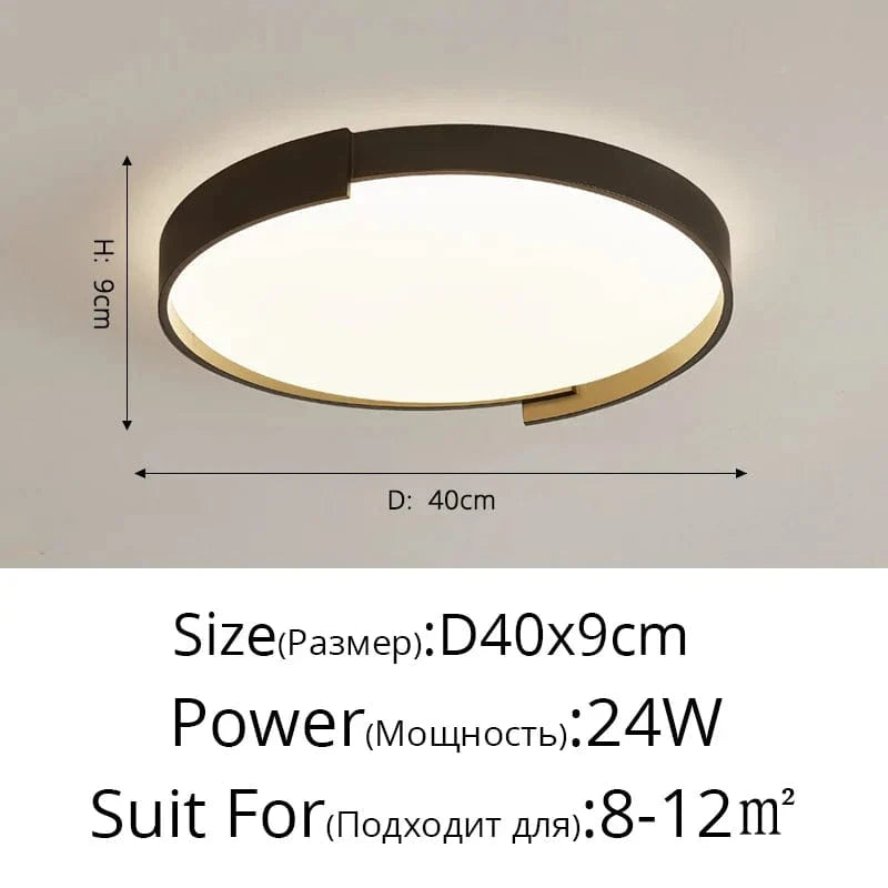 Plafonnier Nordique LED pour chambre étude salon bébé chambre décoration intérieure | Marco Lucetti A Noir 40cm / Blanc chaud, pas de télécommande