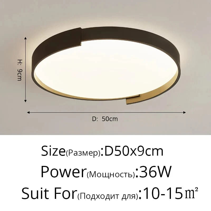 Plafonnier Nordique LED pour chambre étude salon bébé chambre décoration intérieure | Marco Lucetti A Noir 50cm / Blanc chaud, pas de télécommande