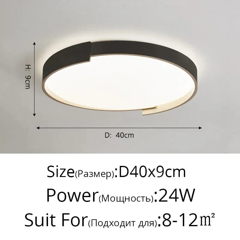 Plafonnier Nordique LED pour chambre étude salon bébé chambre décoration intérieure | Marco Lucetti A Or Noir 40cm / Blanc chaud, pas de télécommande