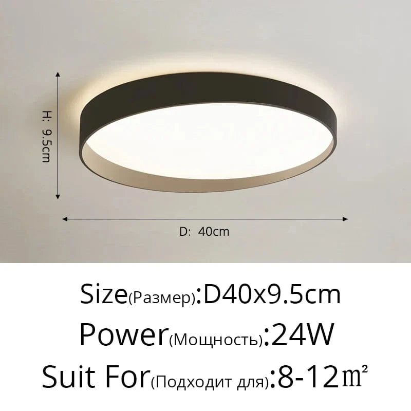 Plafonnier Nordique LED pour chambre étude salon bébé chambre décoration intérieure | Marco Lucetti B Noir 40cm / Blanc chaud, pas de télécommande