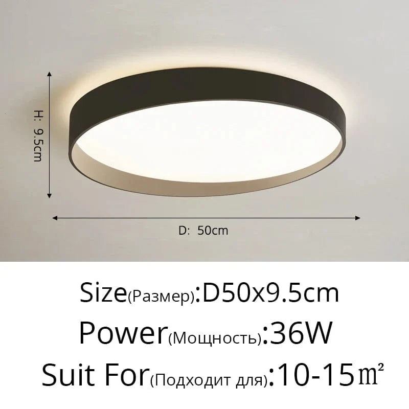 Plafonnier Nordique LED pour chambre étude salon bébé chambre décoration intérieure | Marco Lucetti B Noir 50cm / Intensité variable avec télécommande