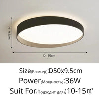 Plafonnier Nordique LED pour chambre étude salon bébé chambre décoration intérieure | Marco Lucetti B Noir 50cm / Intensité variable avec télécommande