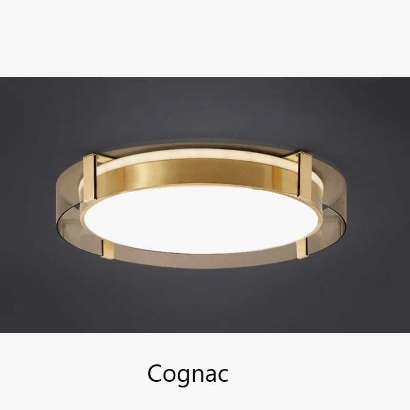 Plafonnier nordique rond design luxe | Marco Lucetti Cognac / D45cm-H6cm