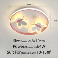 Plafonnier Papillon Décoratif pour Enfants - Lampes Créatives d'Intérieur | Marco Lucetti 64W 48x10cm / Luminosité variable