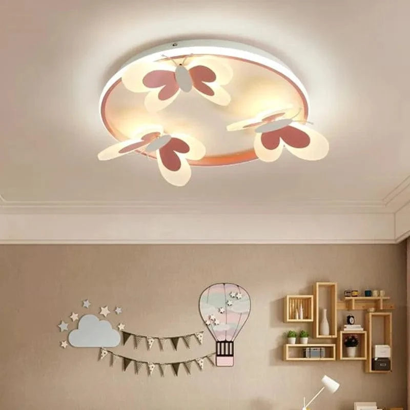 Plafonnier Papillon Rose Décoratif pour Enfants - Lampe Créative pour Chambre d'Enfant | Marco Lucetti