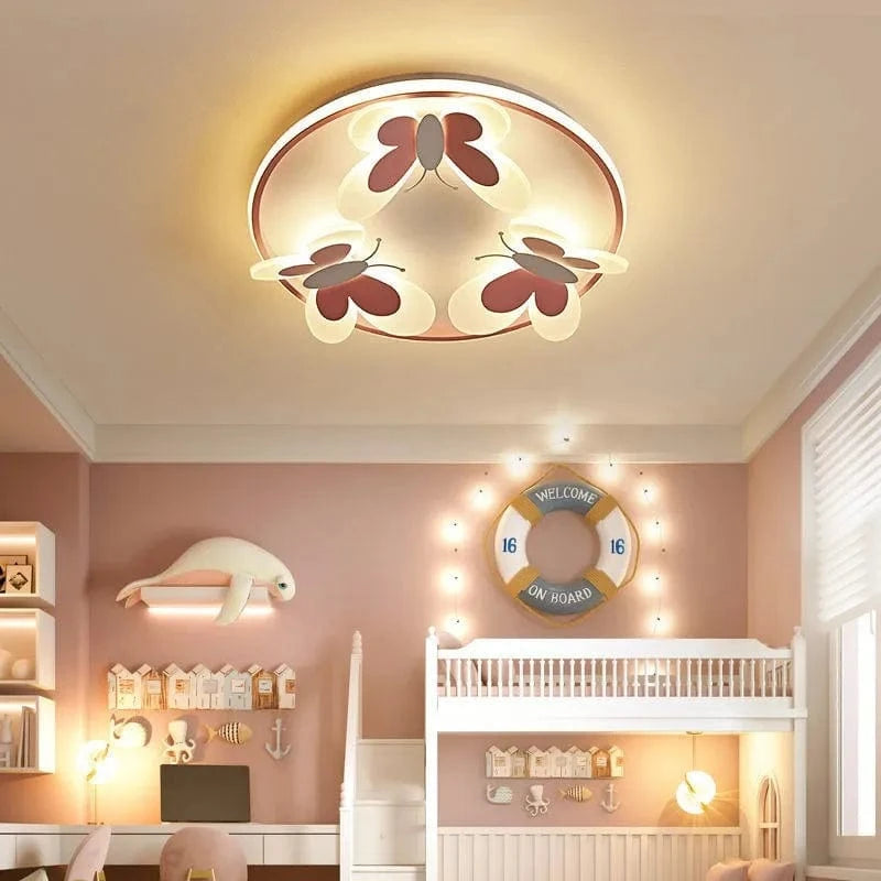 Plafonnier Papillon Rose Décoratif pour Enfants - Lampe Créative pour Chambre d'Enfant | Marco Lucetti