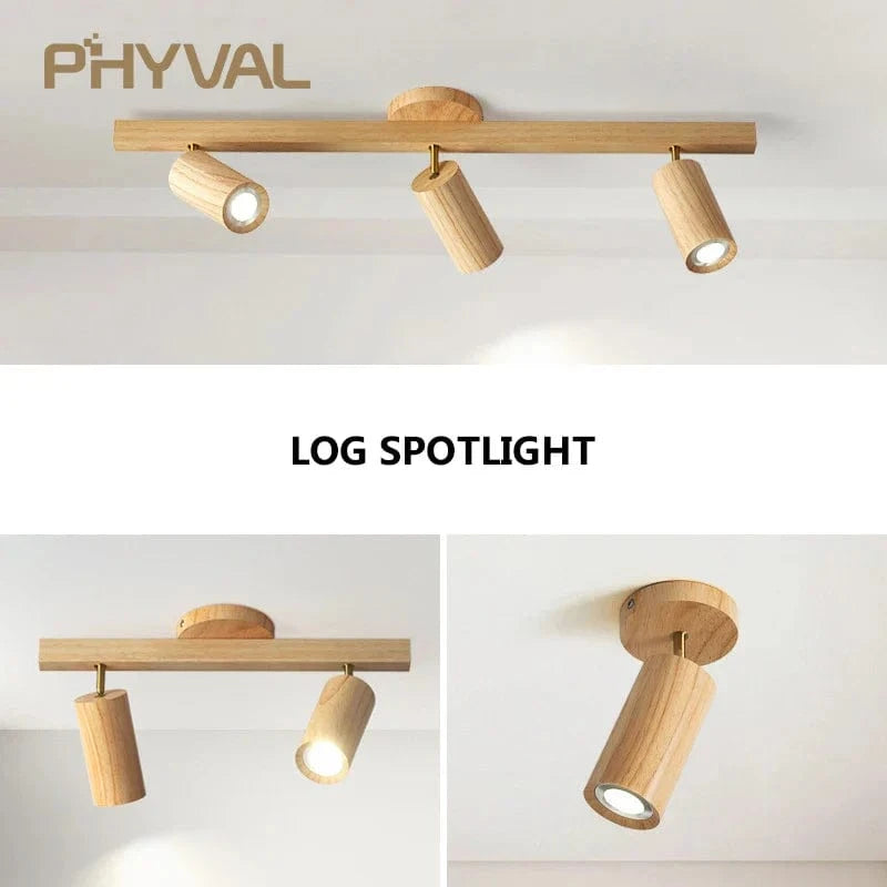 Plafonnier projecteurs spots sur rail LED nordique pour salon - Eclairage de magasin en bois | Marco Lucetti