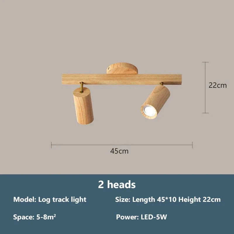 Plafonnier projecteurs spots sur rail LED nordique pour salon - Eclairage de magasin en bois | Marco Lucetti 2 têtes / Blanc chaud