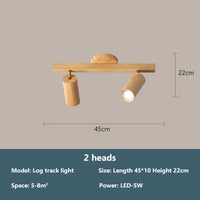 Plafonnier projecteurs spots sur rail LED nordique pour salon - Eclairage de magasin en bois | Marco Lucetti 2 têtes / Blanc chaud