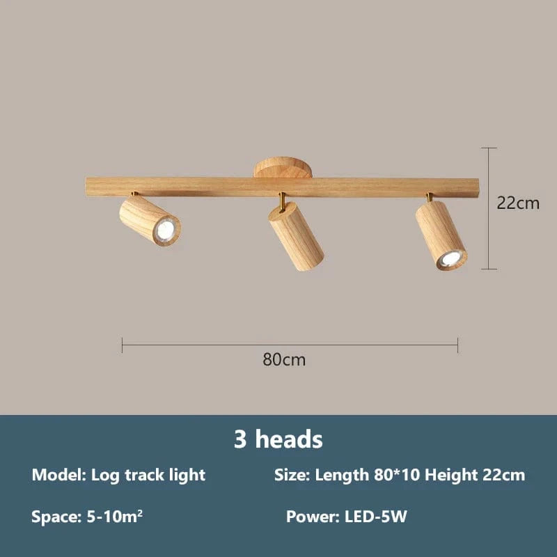 Plafonnier projecteurs spots sur rail LED nordique pour salon - Eclairage de magasin en bois | Marco Lucetti 3 têtes / Blanc chaud