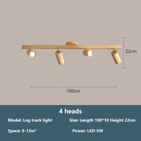 Plafonnier projecteurs spots sur rail LED nordique pour salon - Eclairage de magasin en bois | Marco Lucetti 4 têtes / Blanc chaud