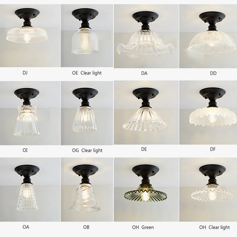 Plafonnier Rétro Américain avec Couvercle en Verre - Décoration Créative
