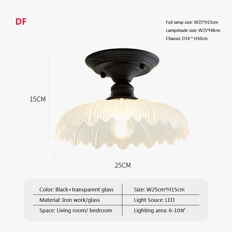 Plafonnier Rétro Américain avec Couvercle en Verre - Décoration Créative
