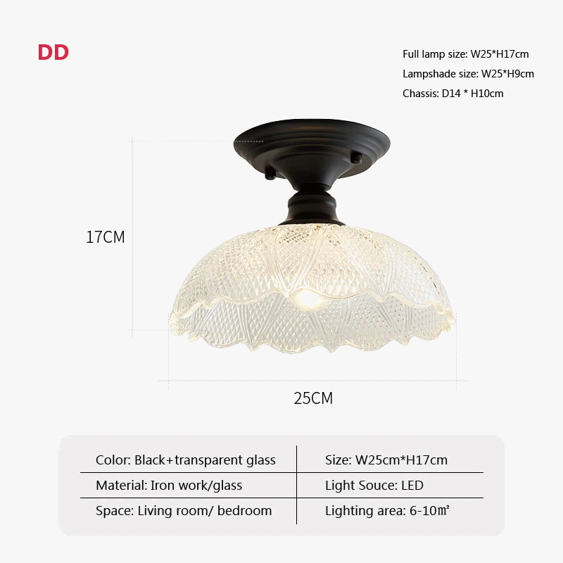 Plafonnier rétro américain à tête unique en verre décoratif