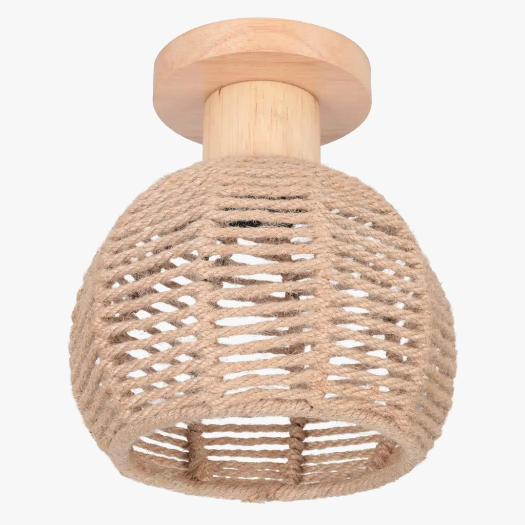 Plafonnier rétro en métal pour intérieur d'allée, avec cage en fer et corde de chanvre