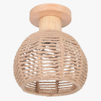 Plafonnier rétro en métal pour intérieur d'allée, avec cage en fer et corde de chanvre