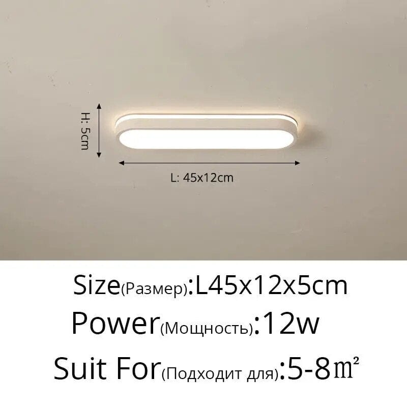 Plafonnier rectangulaire design pour couloir. | Marco Lucetti Blanc L45x12x5cm / Intensité variable avec télécommande