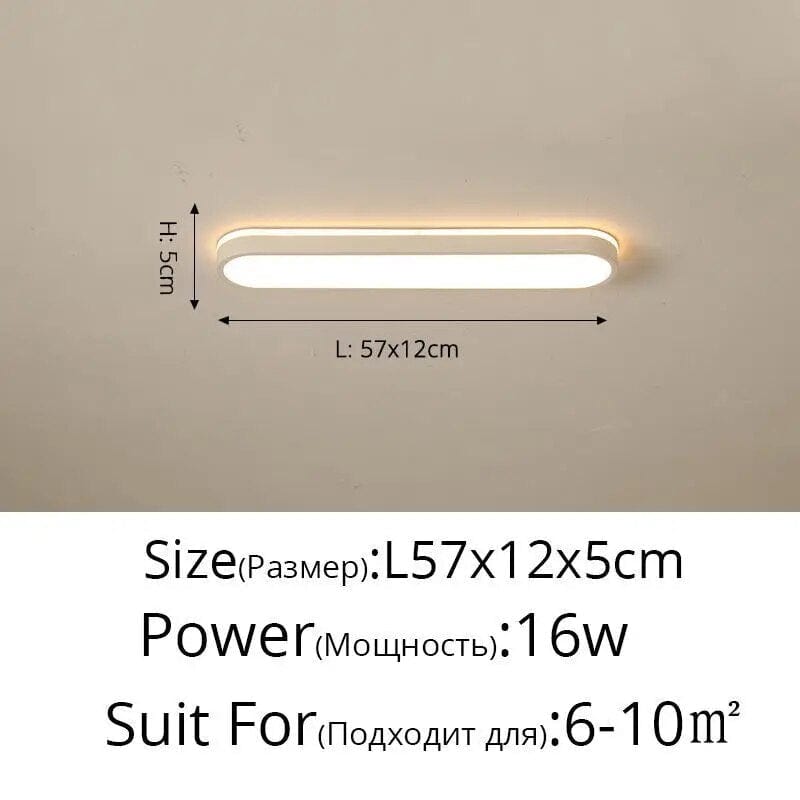 Plafonnier rectangulaire design pour couloir. | Marco Lucetti Blanc L57x12x5cm / Intensité variable avec télécommande