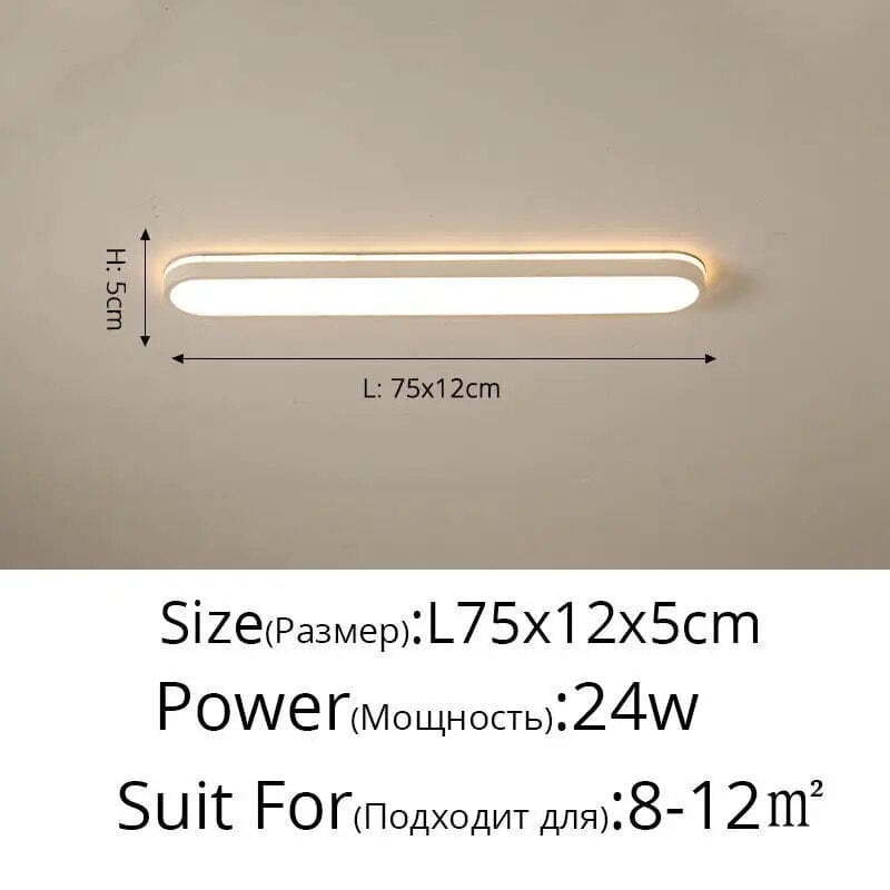 Plafonnier rectangulaire design pour couloir. | Marco Lucetti Blanc L75x12x5cm / Intensité variable avec télécommande