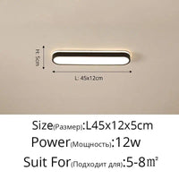 Plafonnier rectangulaire design pour couloir. | Marco Lucetti Noir L45x12x5cm / Intensité variable avec télécommande