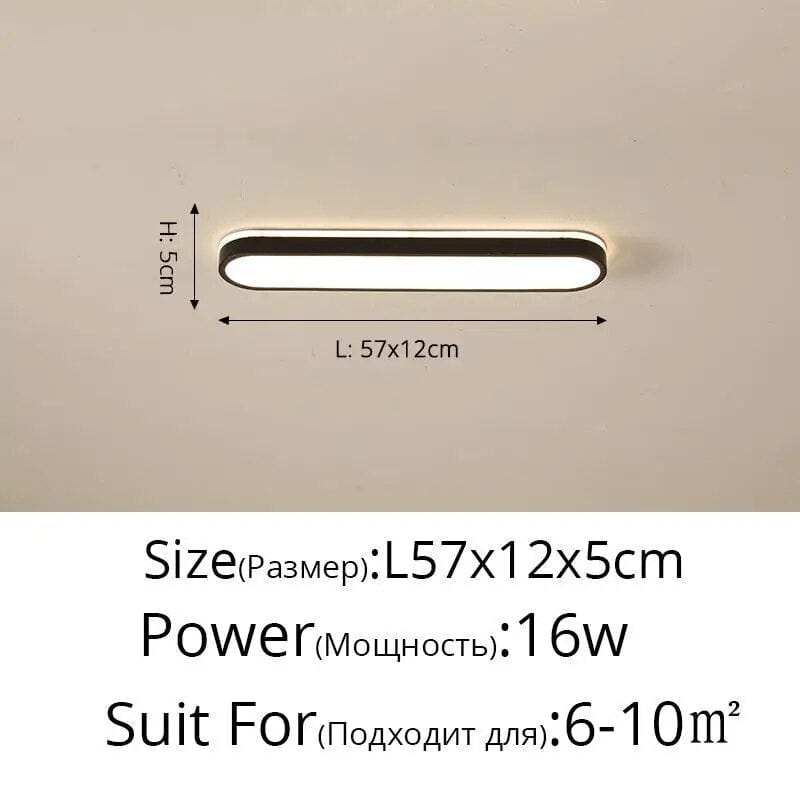 Plafonnier rectangulaire design pour couloir. | Marco Lucetti Noir L57x12x5cm / Intensité variable avec télécommande