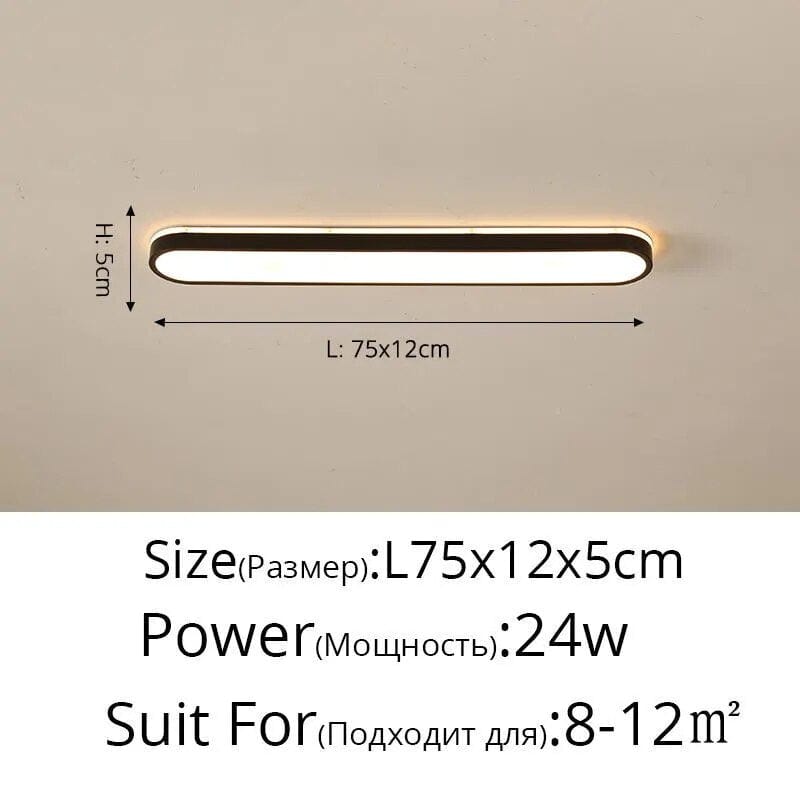 Plafonnier rectangulaire design pour couloir. | Marco Lucetti Noir L75x12x5cm / Intensité variable avec télécommande