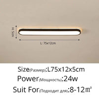 Plafonnier rectangulaire design pour couloir. | Marco Lucetti Noir L75x12x5cm / Intensité variable avec télécommande