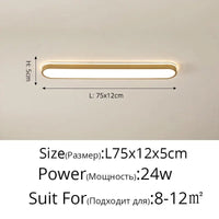 Plafonnier rectangulaire design pour couloir. | Marco Lucetti Or L75x12x5cm / Intensité variable avec télécommande