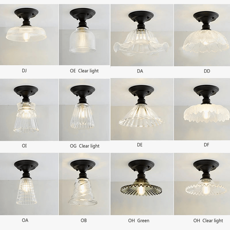 Plafonnier rétro américain à tête unique en verre décoratif | Marco Lucetti