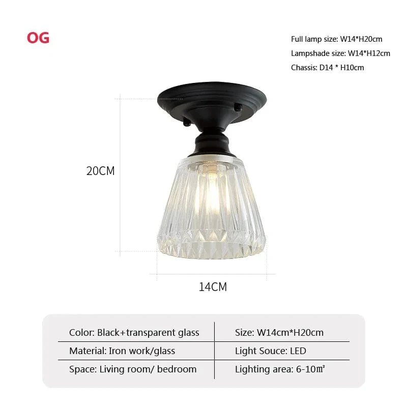 Plafonnier Rétro Américain avec Couvercle en Verre - Décoration Créative | Marco Lucetti OG / Sans ampoule