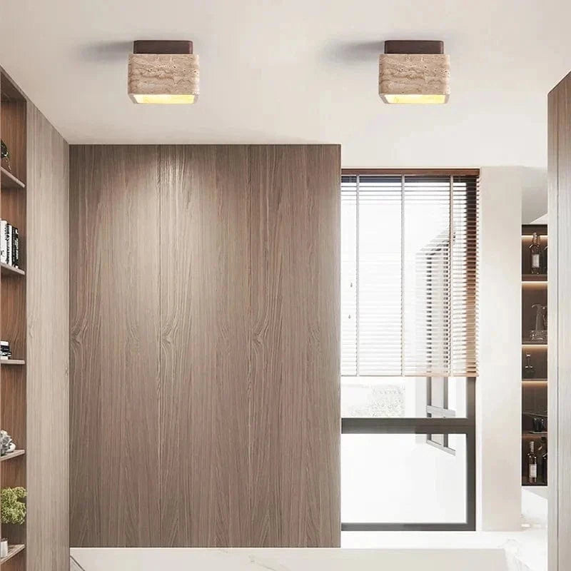 Plafonnier Rétro Carré Jaune - Luminaire Surprenant Calme | Marco Lucetti