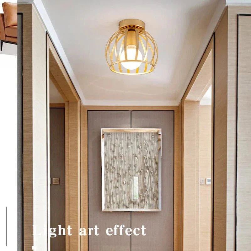 Plafonnier Rétro Doré à LED en Métal pour Balcon et Couloir | Marco Lucetti