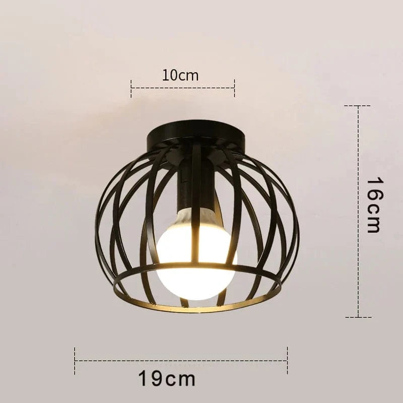 Plafonnier Rétro Doré à LED en Métal pour Balcon et Couloir | Marco Lucetti A noir / Blanc froid