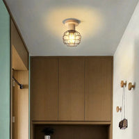 Plafonnier rétro en bois suspendu avec ampoule  | Marco Lucetti