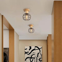 Plafonnier rétro en bois suspendu avec ampoule  | Marco Lucetti