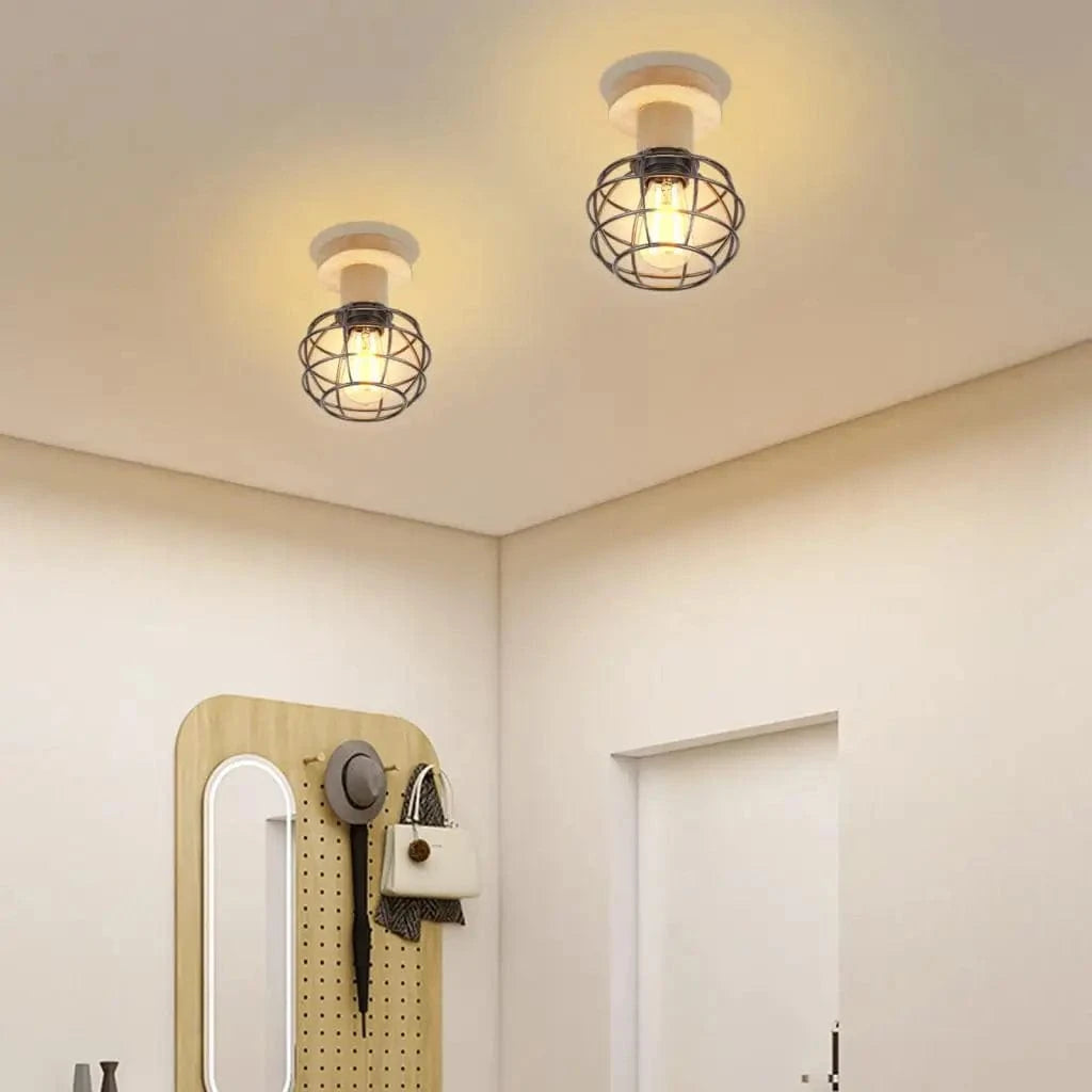 Plafonnier rétro en bois suspendu avec ampoule  | Marco Lucetti